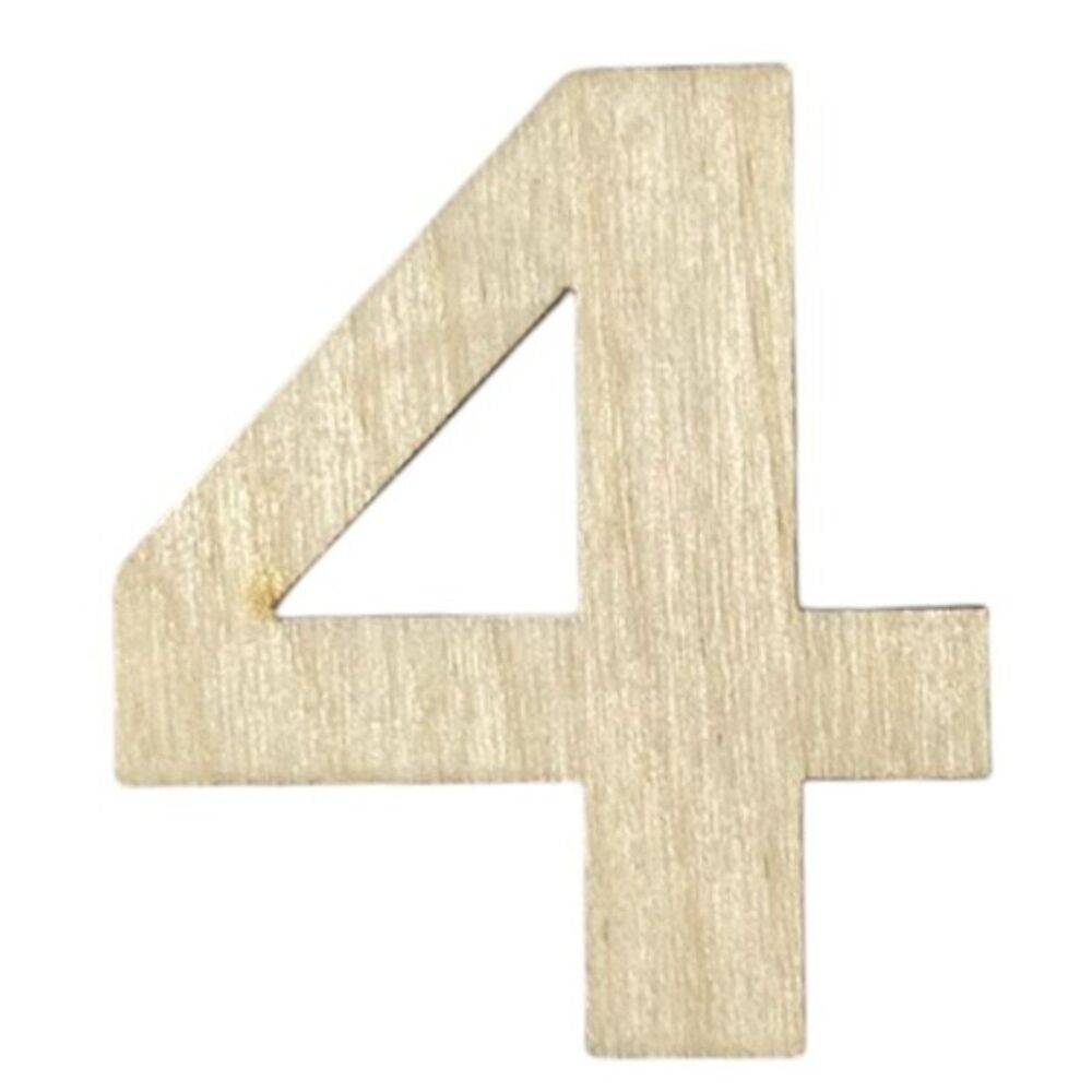 Wood Number - 1/8" Plywood - 4" Tall - 4 - PL01-8024